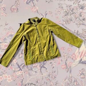 Eileen Fisher Lime Green Corduroy Mandarin Collar Jacket